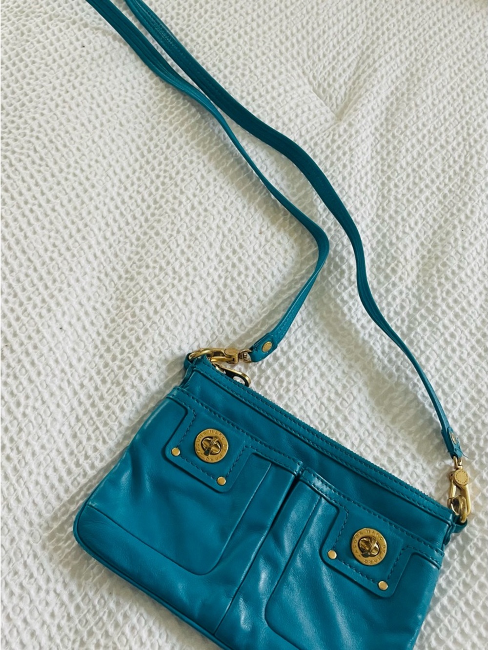 Marc by Marc Jacobs Teal Leather Crossbody with Gold Hardware